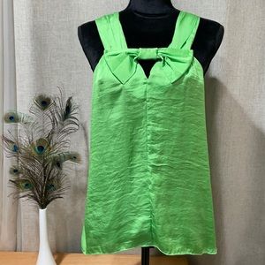 Romeo & Juliet silk bright green blouse with bow in front Large